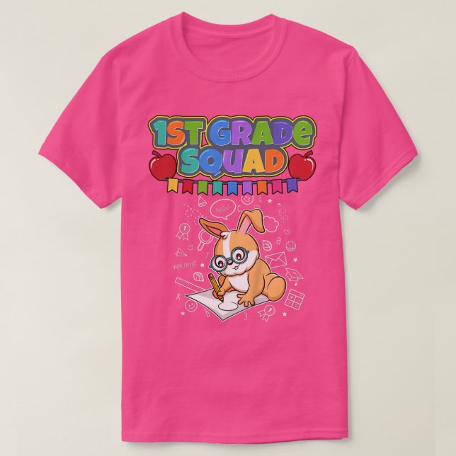 Kinder First Grade Squad Funny Rabbit Bunny Elemen T-Shirt (Design vorne)