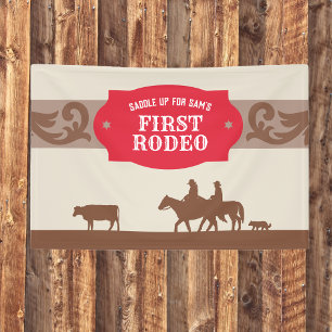 Kinder FIrst Rodeo Roter Western Geburtstagsparty Banner