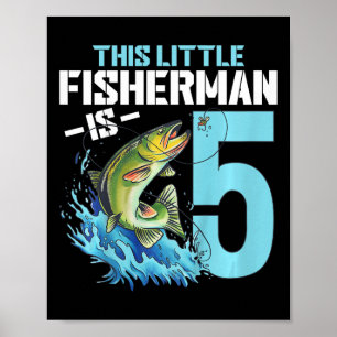 Kinder Fischen Geburtstags Shirt 5 Jahre Junge Fis Poster