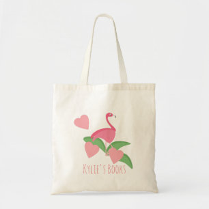 Kinder Flamingo Hearts Library Book Tote Bag Tragetasche