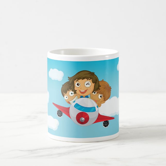 Kinder fliegendes Flugzeug Cartoon-Spaß Luftfahrt Kaffeetasse (Von Creator hochgeladen)