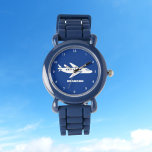 Kinder Flugzeug Boys Blue Individuelle Name Armbanduhr<br><div class="desc">Blau,  Flugzeug,  Flugzeug,  Flugzeug,  Flugzeug,  Transport,  Fahrzeug,  Achtung für Kinder. Gewohnt,  Kinder,  Name,  Stahlblau Jungs sehen zu. Personalisieren Sie es mit dem Namen Ihres Kindes.</div>