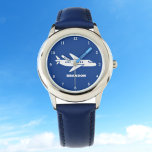 Kinder Flugzeug Boys Blue Individuelle Name Armbanduhr<br><div class="desc">Blau,  Flugzeug,  Flugzeug,  Flugzeug,  Flugzeug,  Transport,  Fahrzeug,  Achtung für Kinder. Gewohnt,  Kinder,  Name,  Stahlblau Jungs sehen zu. Personalisieren Sie es mit dem Namen Ihres Kindes.</div>