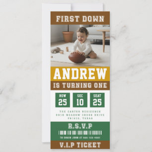 Kinder Foto Erste Geburtstagsfeier Fußball Ticket Einladung