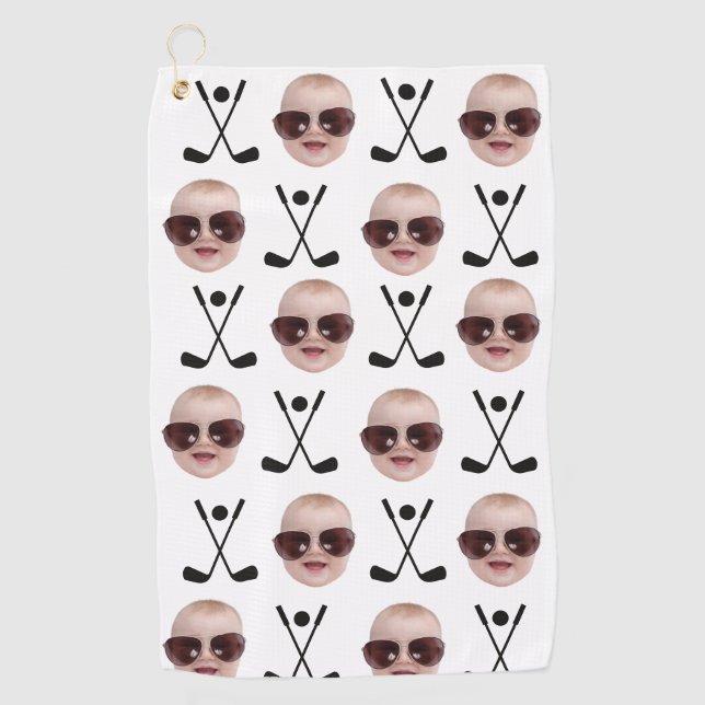 Kinder Foto für Vater Baby Gesicht Bester Vater Pa Golfhandtuch (Vorderseite)