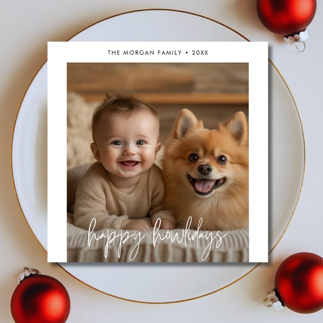 Kinder Foto mit Hunde Hund Happy Howlidays Weihnac Feiertagskarte (Von Creator hochgeladen)