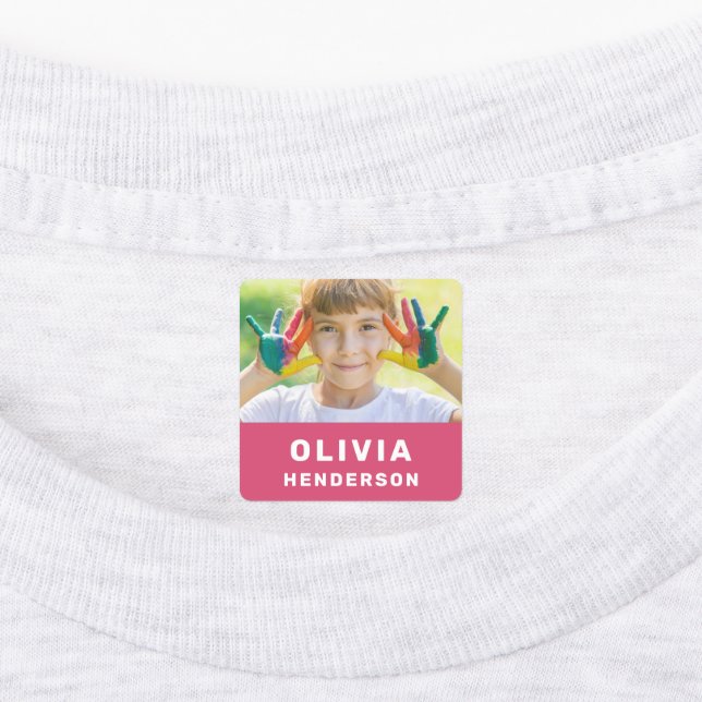 Kinder Foto Modern Simple Girly Pink Closing Label Etiketten (Befestigt)