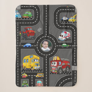 Kinder-Foto-Straßenkarte mit süßen Cartoon-Fahrzeu Sherpadecke