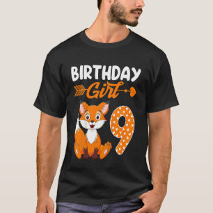 Kinder Fox Animal 9th Birthday Girl Fox B Day 9 Ye T-Shirt
