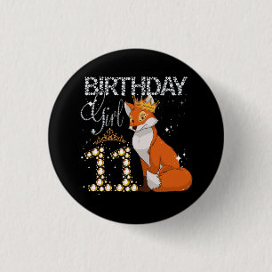 Kinder Fox Animal Lovers 11. Geburtstag Girl Fox B Button
