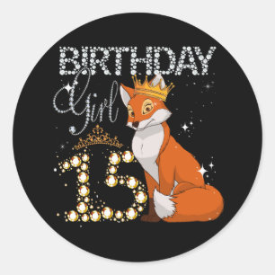 Kinder Fox Animal Lovers 15. Geburtstag Girl Fox B Runder Aufkleber