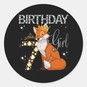 Kinder Fox Animal Lovers 7th Birthday Girl Fox B-d Runder Aufkleber