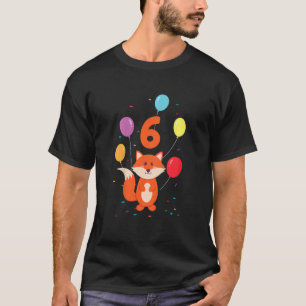 Kinder Fox Balloons 6th Birthday Party Zoier 6 T-Shirt