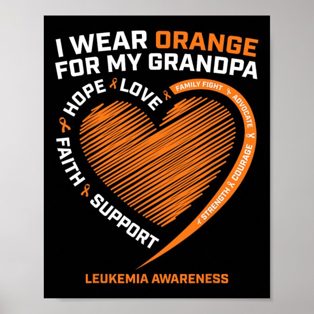Kinder Frauen ich trage Orange für meine Opa Leukä Poster (Vorne)