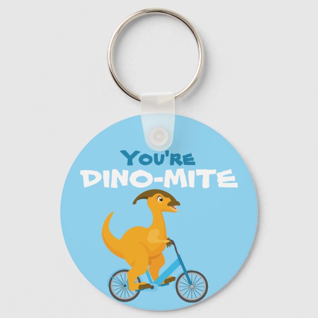 Kinder Freundschaft Valentine lustige Dinosaurier  Schlüsselanhänger (Vorderseite)