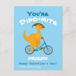 Kinder Freundschaft Valentinstag lustiger Dinosaur Postkarte