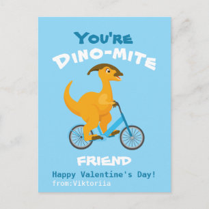 Kinder Freundschaft Valentinstag lustiger Dinosaur Postkarte