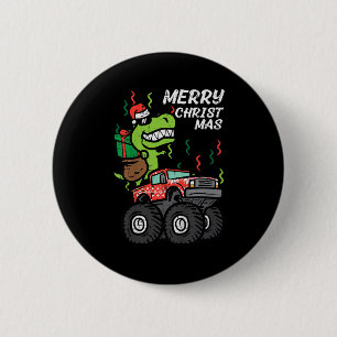 Kinder frohe Weihnachts-Dino Monster Truck Xmas Tr Button