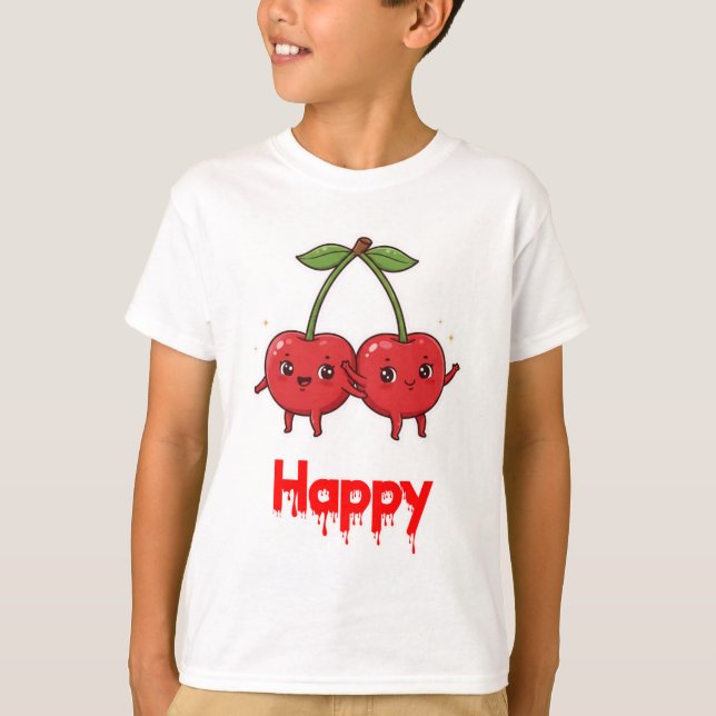 Kinder Früchte Niedliche Kirschfreunde. T-Shirt (Vorderseite)
