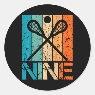 Kinder Funny 9. Lacrosse Geburtstag 9 Jahre alt Ge Runder Aufkleber