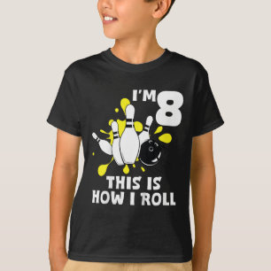 Kinder Funny Bowling Geburtstagsparty ich bin 8 so T-Shirt