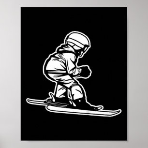 Kinder Funny Little Skier Skilehrer Trainer Winter Poster