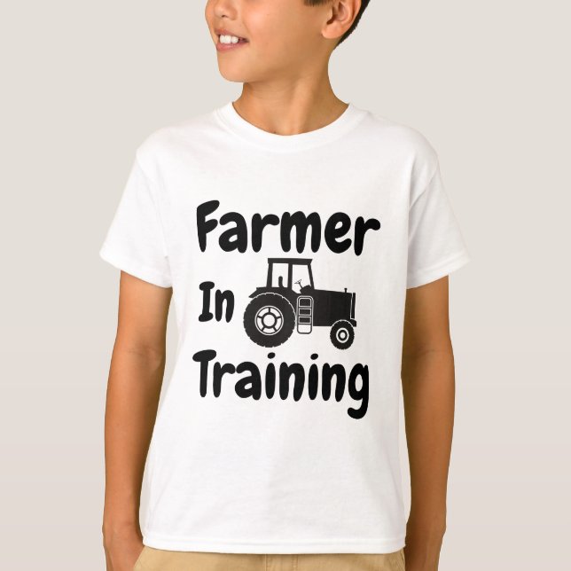 Kinder Funny Traktor Boy Bauer im Trainingszug T-Shirt (Vorderseite)