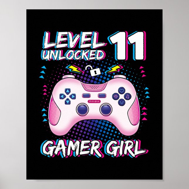 Kinder Gamer Girl 11 Jahre alt Stufe 11 unverschlo Poster (Vorne)