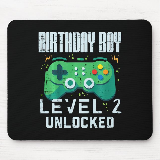 Kinder Geburtstag Junge Level 2 Freigeschaltet Gam Mousepad (Vorne)