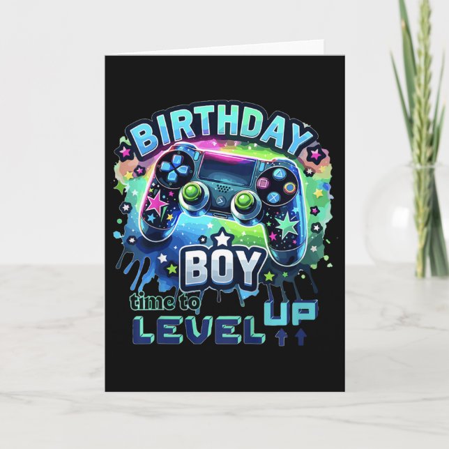 Kinder Geburtstag Junge Level Up Gamer Controller  Karte (Vorderseite)