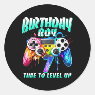 Kinder Geburtstag Junge Zeit zum Levelaufstieg Gam Runder Aufkleber