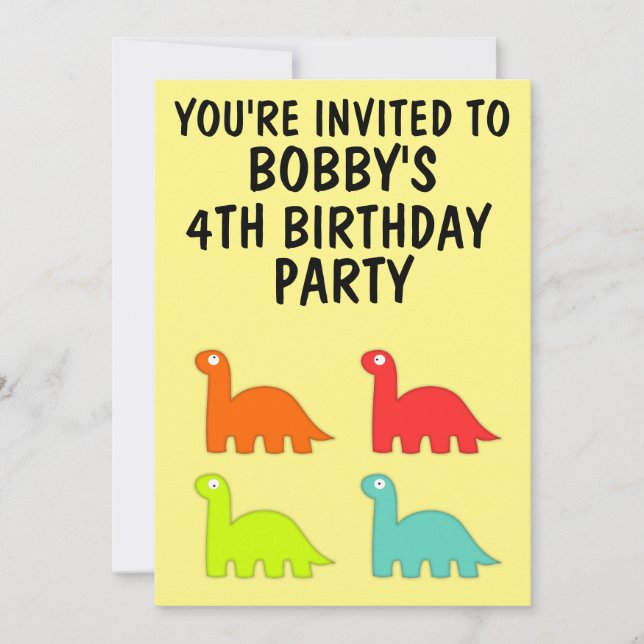 KINDER GEBURTSTAG PARTY EINLADUNGEN T-REX DINO (Vorderseite)