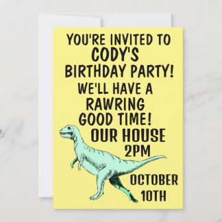 KINDER GEBURTSTAG PARTY EINLADUNGEN T-REX DINO