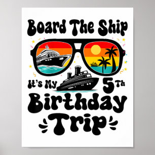 Kinder gehen an Bord des Schiffes Es ist mein 5. G Poster