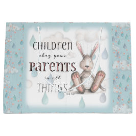 Kinder gehorchen Ihren Eltern - Spalte 3:20 - Blau Große Geschenktüte