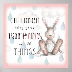 Kinder gehorcht euren Eltern - Kol 3:20 Pink Poster