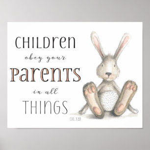 Kinder gehorcht euren Eltern-Kol 3:20 Poster