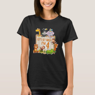 Kinder Gelassen Wild I m 4 Years Old Zoo Animal T-Shirt