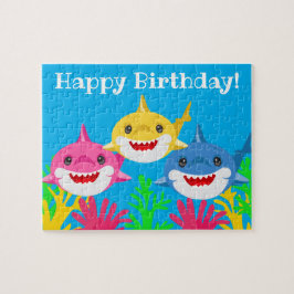 Kinder Gelber Hai & Familie Geburtstag Puzzle