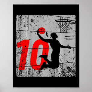 Kinder gestört 10 Jahre alt 10. Basketball Geburt Poster
