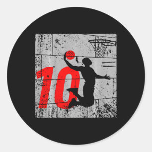 Kinder gestört 12 Jahre alt 12. Basketball Geburt Runder Aufkleber