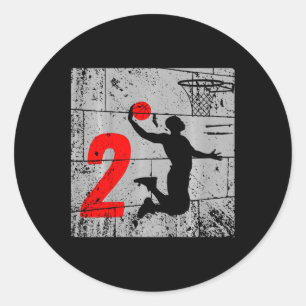 Kinder gestört 2 Jahre alt 2. Basketball Geburtsta Runder Aufkleber