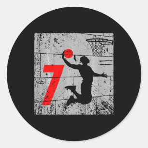Kinder gestört 7 Jahre alt 7. Basketball Geburtsta Runder Aufkleber