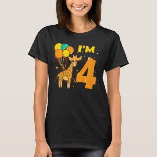 Kinder Giraffe Tiere Liebe Mädchen ich bin 4 Jahre T-Shirt