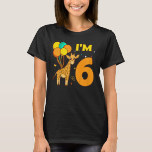 Kinder Giraffe Tiere Liebe Mädchen ich bin 6 Jahre T-Shirt