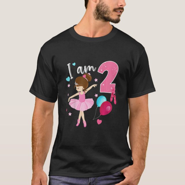 Kinder Girlu2019s 2 Jahre Alte Ballerina 2. Geburt T-Shirt (Vorderseite)