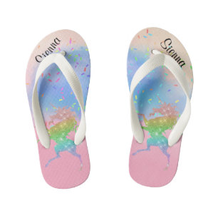Kinder Glitzer Unicorn Personalisiert Flip Flops