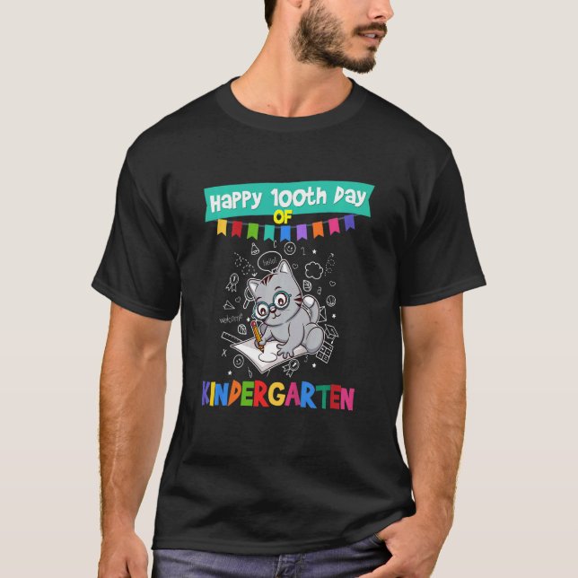 Kinder glücklich 100. Kindergartentag Gra T-Shirt (Vorderseite)