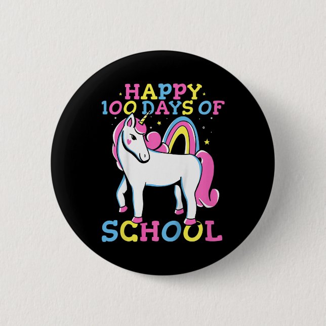 Kinder glücklich 100 Tage Schulmädchen 100 Tage Button (Vorderseite)