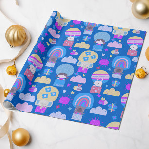 Kinder glücklich Geburtstag Blue Pink mit Niedlich Geschenkpapier